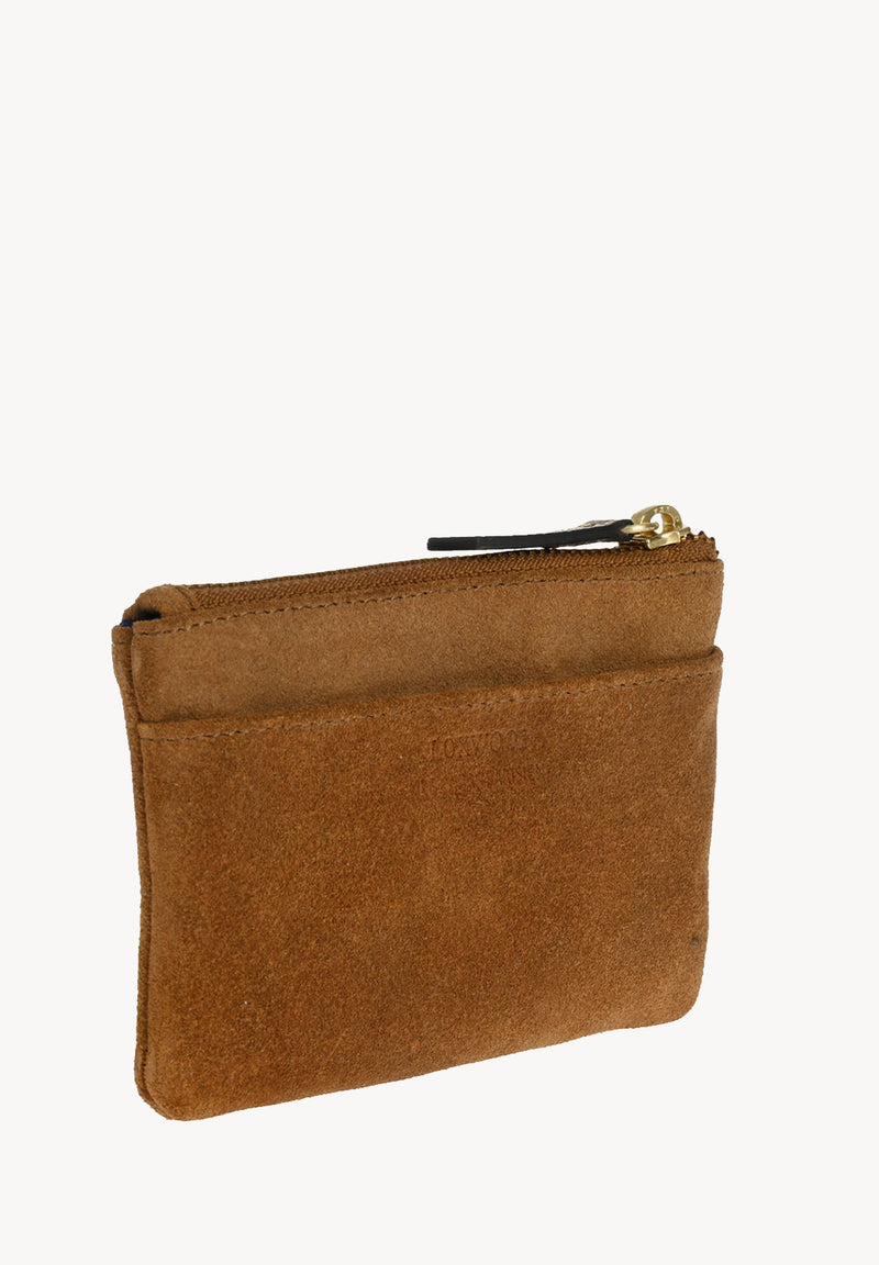 ZOÉ - Petit porte-monnaie zippé en cuir velours