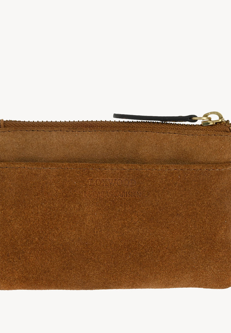 ZOÉ - Petit porte-monnaie zippé en cuir velours