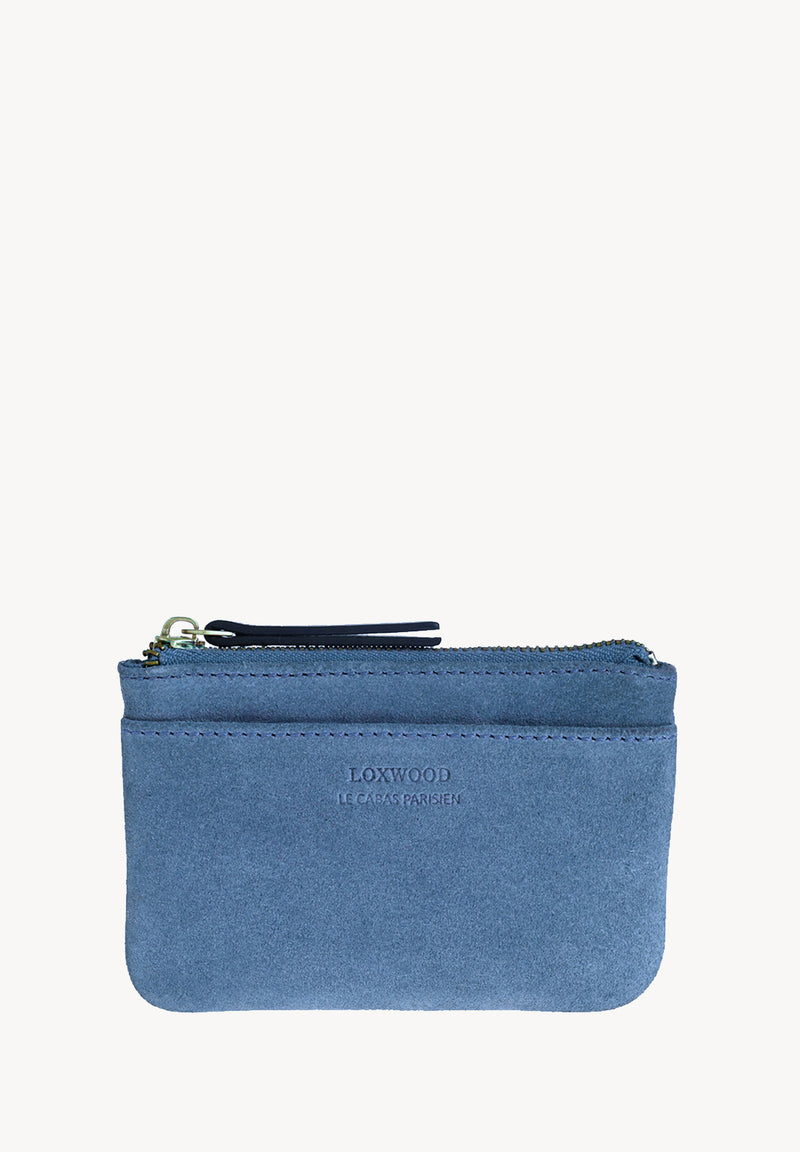ZOÉ - Petit porte-monnaie zippé en cuir velours