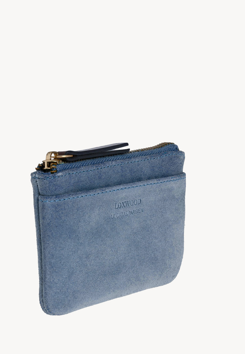 ZOÉ - Petit porte-monnaie zippé en cuir velours