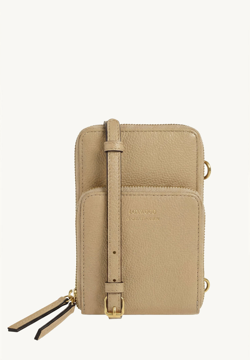 JILL - Champagne grained leather phone case