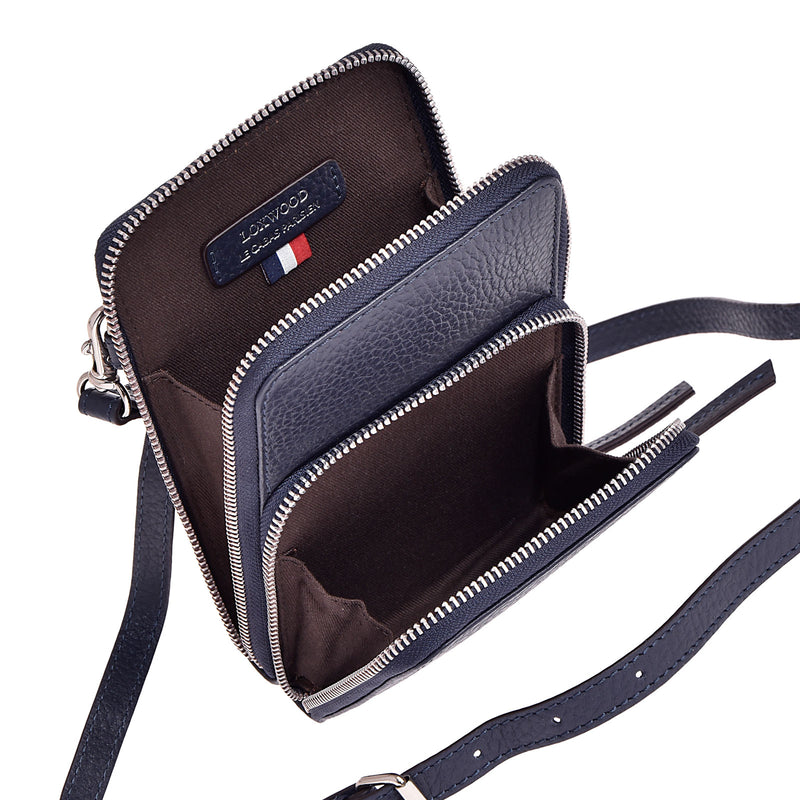 Jill- Pochette Telephone- Cuir Bleu Nuit