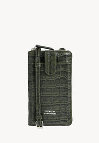 LIZ- Crocodile embossed leather phone pouch