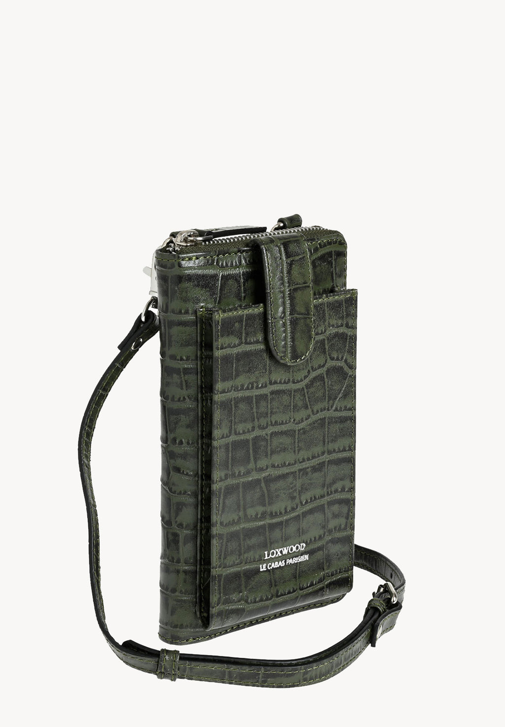 LIZ- Crocodile embossed leather phone pouch