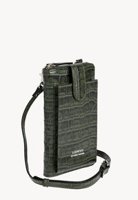 LIZ- Crocodile embossed leather phone pouch