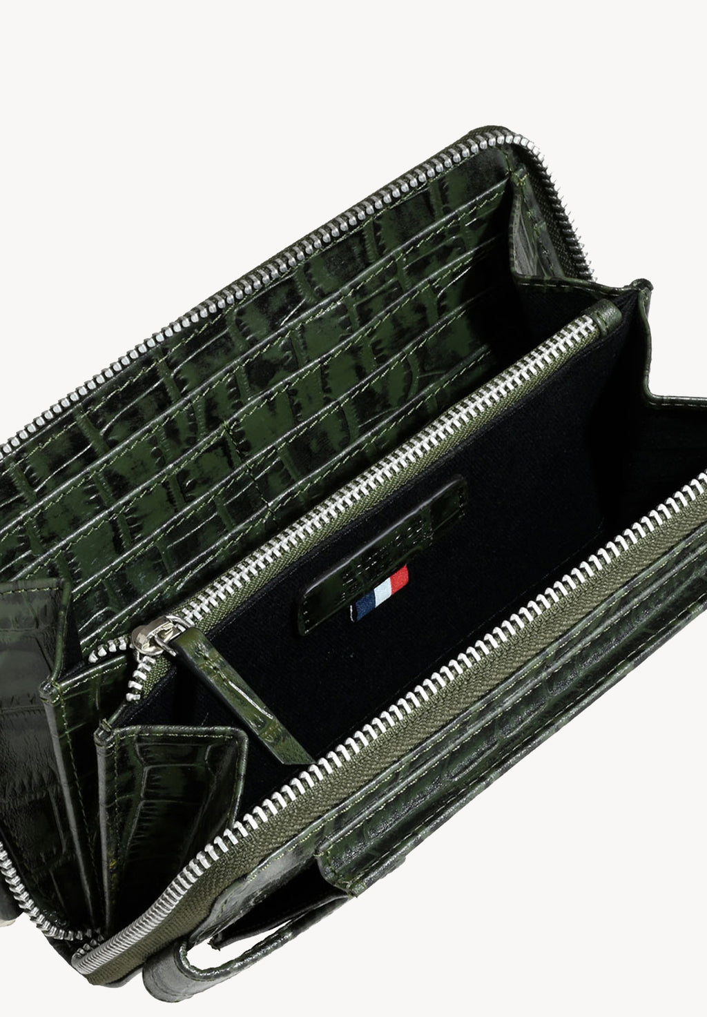 LIZ- Crocodile embossed leather phone pouch