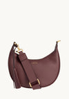 ALBANE - Sac demi lune en cuir grainé bordeaux