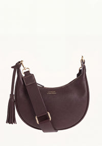 ALBANE - Sac demi lune en cuir grainé café