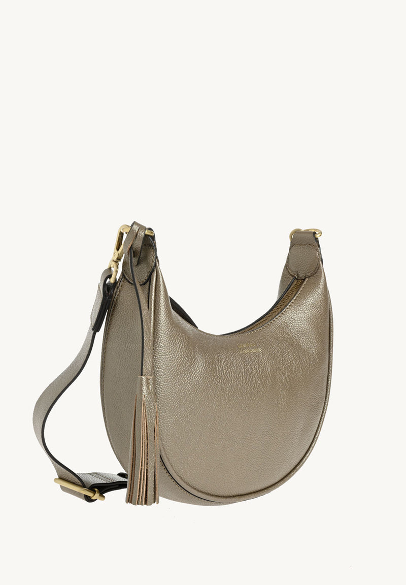 ALBANE - Sac demi lune en cuir grainé couleur bronze