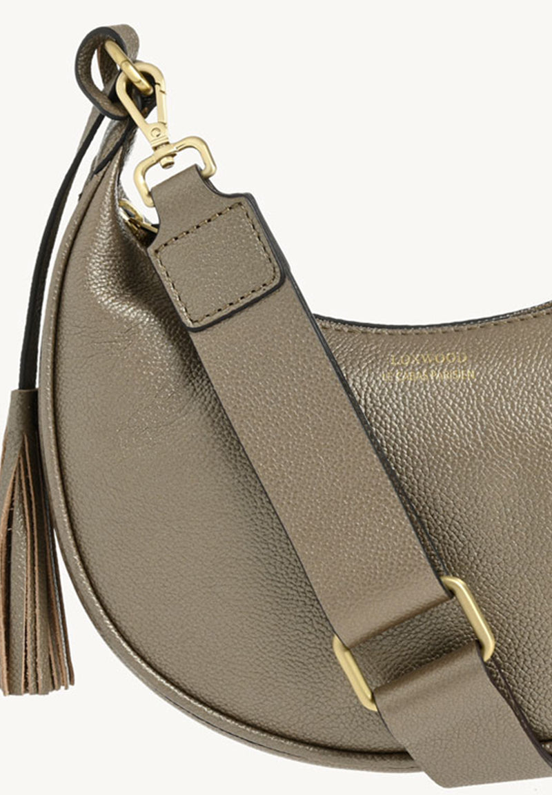 ALBANE - Sac demi lune en cuir grainé couleur bronze