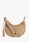 ALBANE - Sac demi lune en cuir grainé couleur champagne