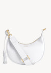 ALBANE - Sac demi lune en cuir grainé couleur craie
