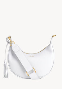 ALBANE - Sac demi lune en cuir grainé couleur craie