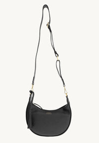 ALBANE - Sac demi lune en cuir grainé couleur noire