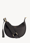 ALBANE - Sac demi lune en cuir grainé couleur noire