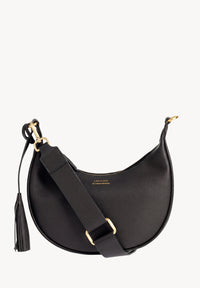 ALBANE - Sac demi lune en cuir grainé couleur noire