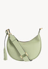 ALBANE - Sac demi lune en cuir grainé couleur pistache