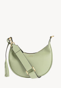 ALBANE - Sac demi lune en cuir grainé couleur pistache