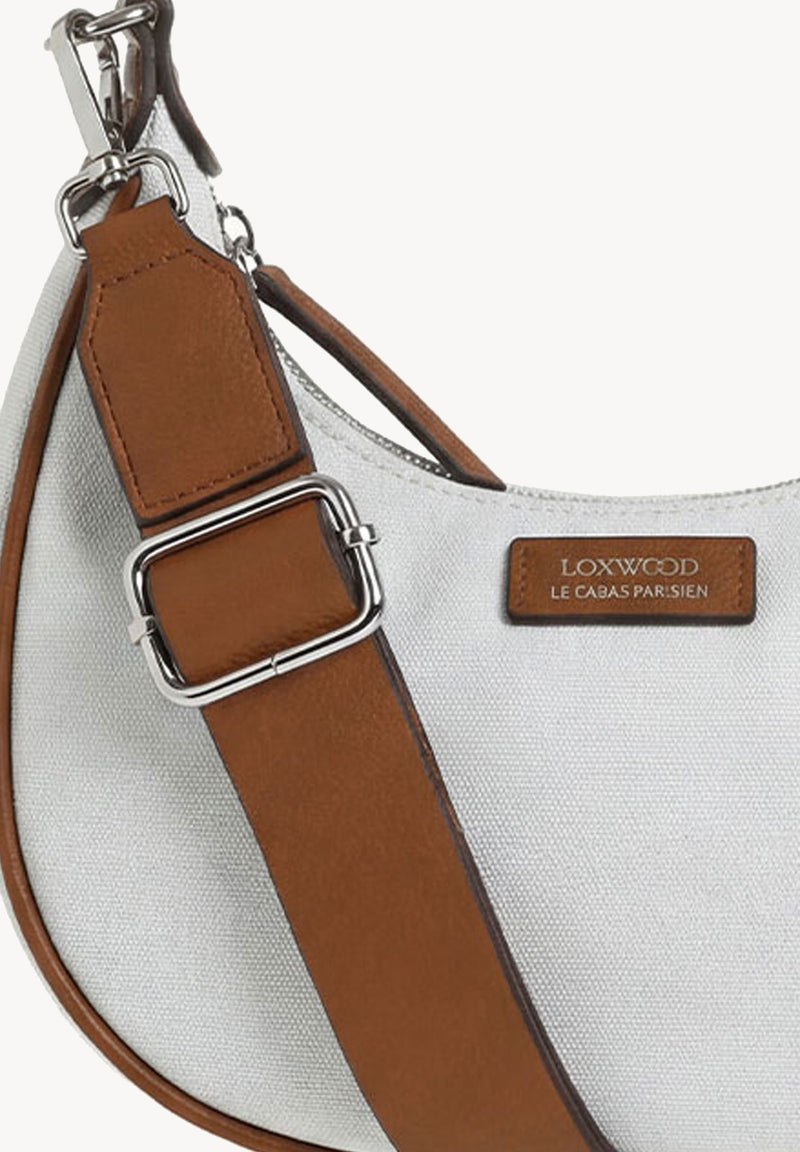 ALBANE - Sac demi lune en nylon couleur ecru