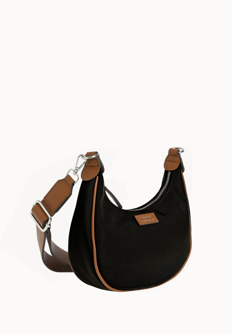 ALBANE - Sac demi lune en nylon couleur noire