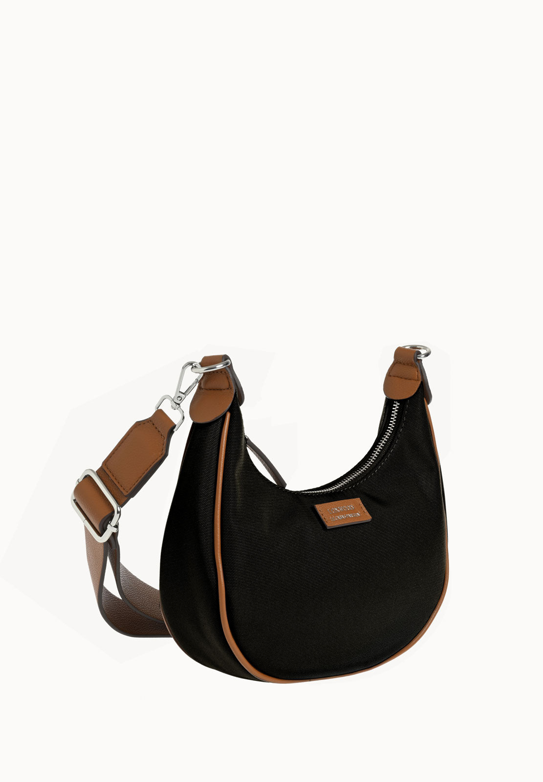 ALBANE - Sac demi lune en nylon couleur noire