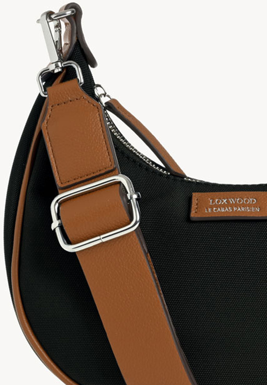 ALBANE - Sac demi lune en nylon couleur noire
