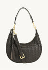 ALBANE - Sac demi lune en cuir tressé Chocolat