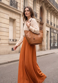 ALMA - Sac zippé porté épaule couleur brandy