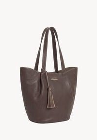 ALMA - Sac zippé porté épaule couleur café