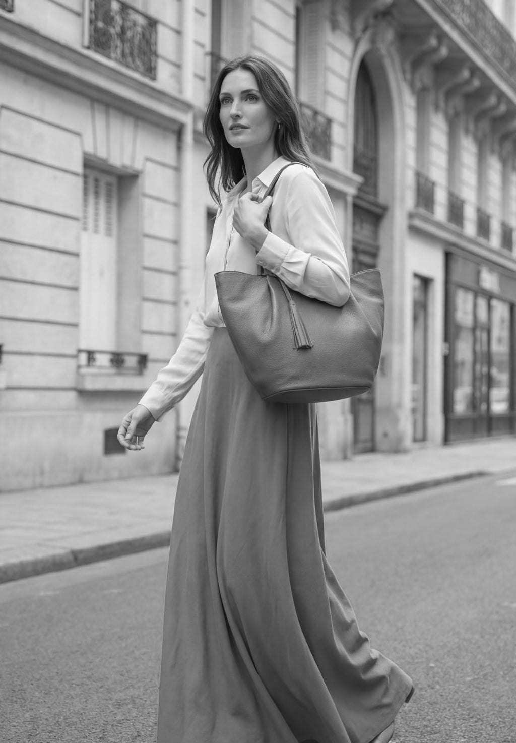 ALMA - Sac zippé porté épaule couleur craie