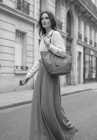 ALMA - Sac zippé porté épaule couleur craie