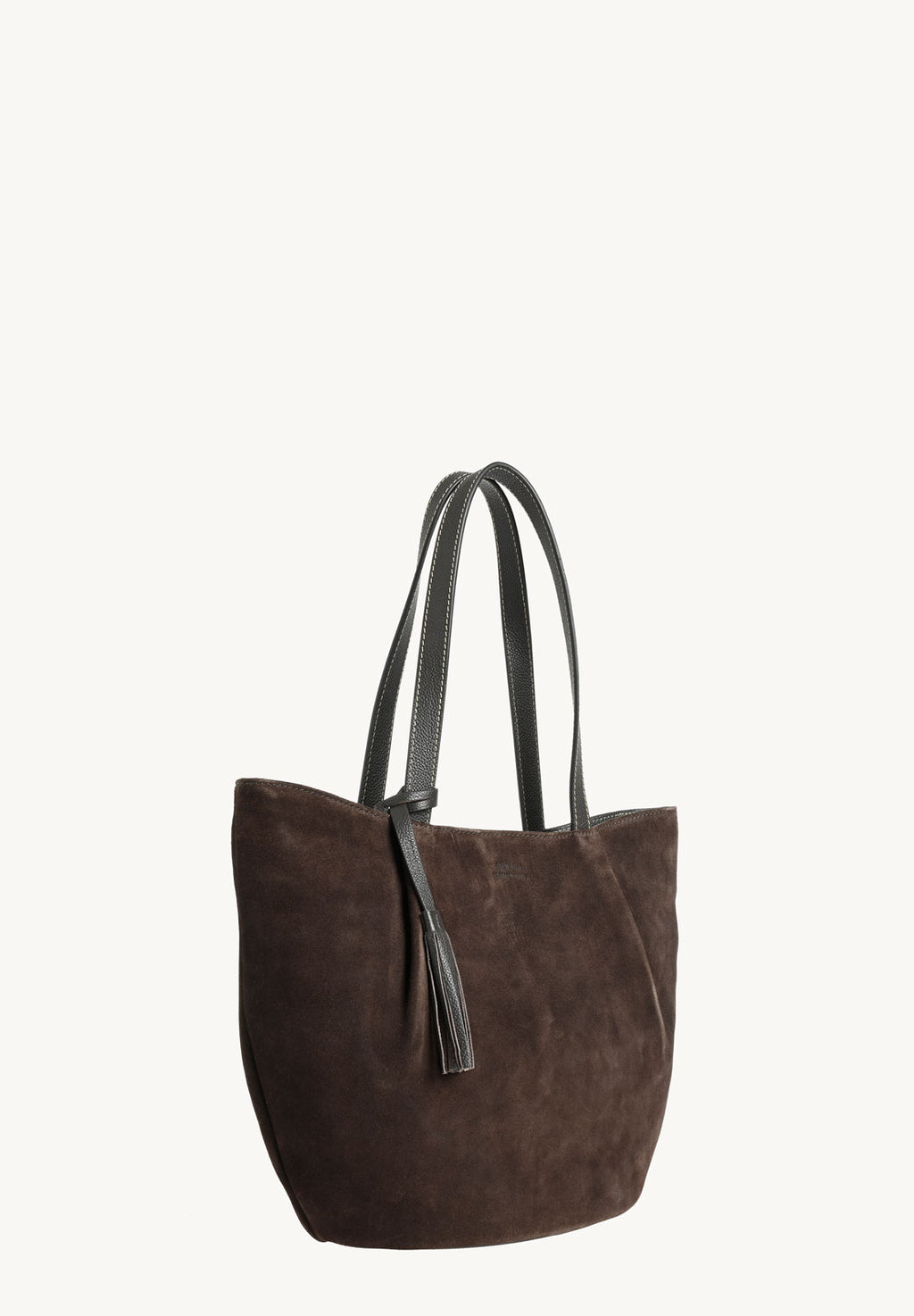 ALMA Sac zippé porté épaule en cuir velours couleur Chocolat