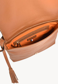 ANOUK - Sac besace en cuir grainé couleur brandy