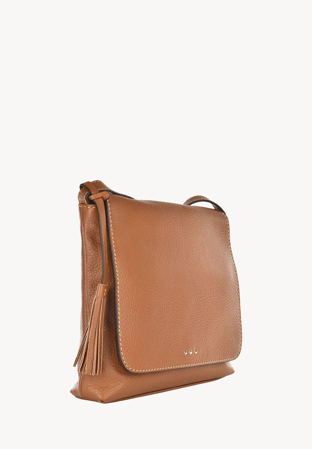 ANOUK - Sac besace en cuir grainé couleur brandy