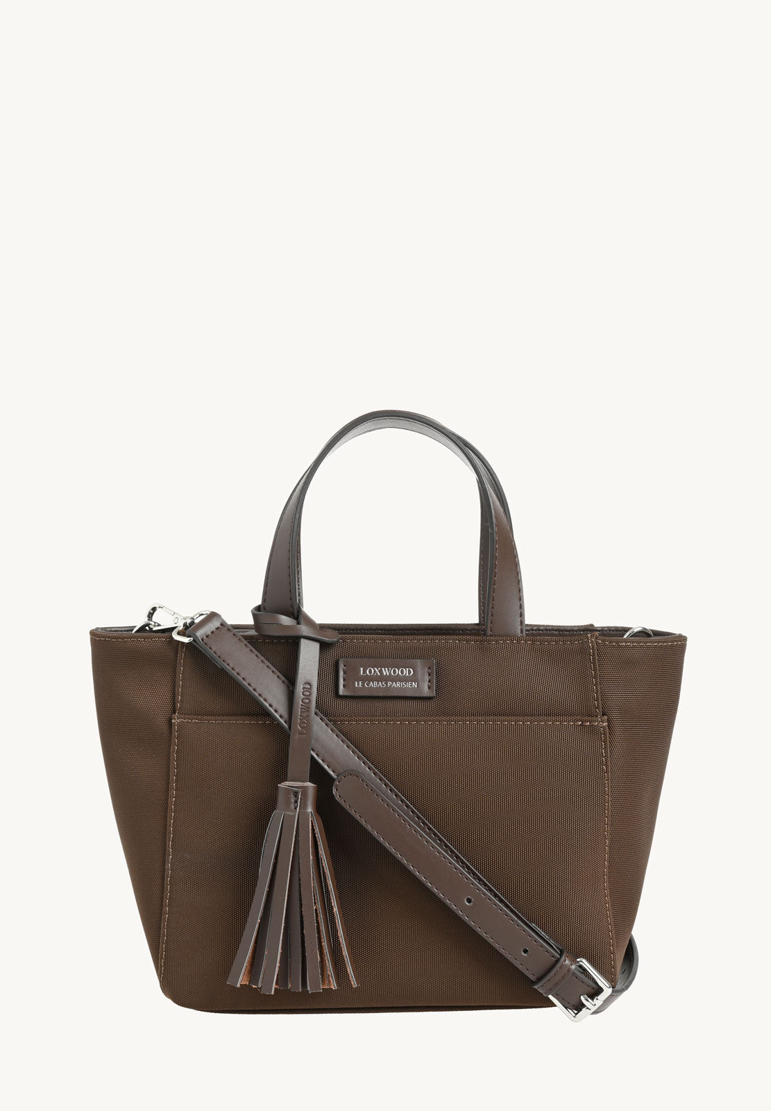 BABY CABAS - Mini cabas zippé en nylon couleur café