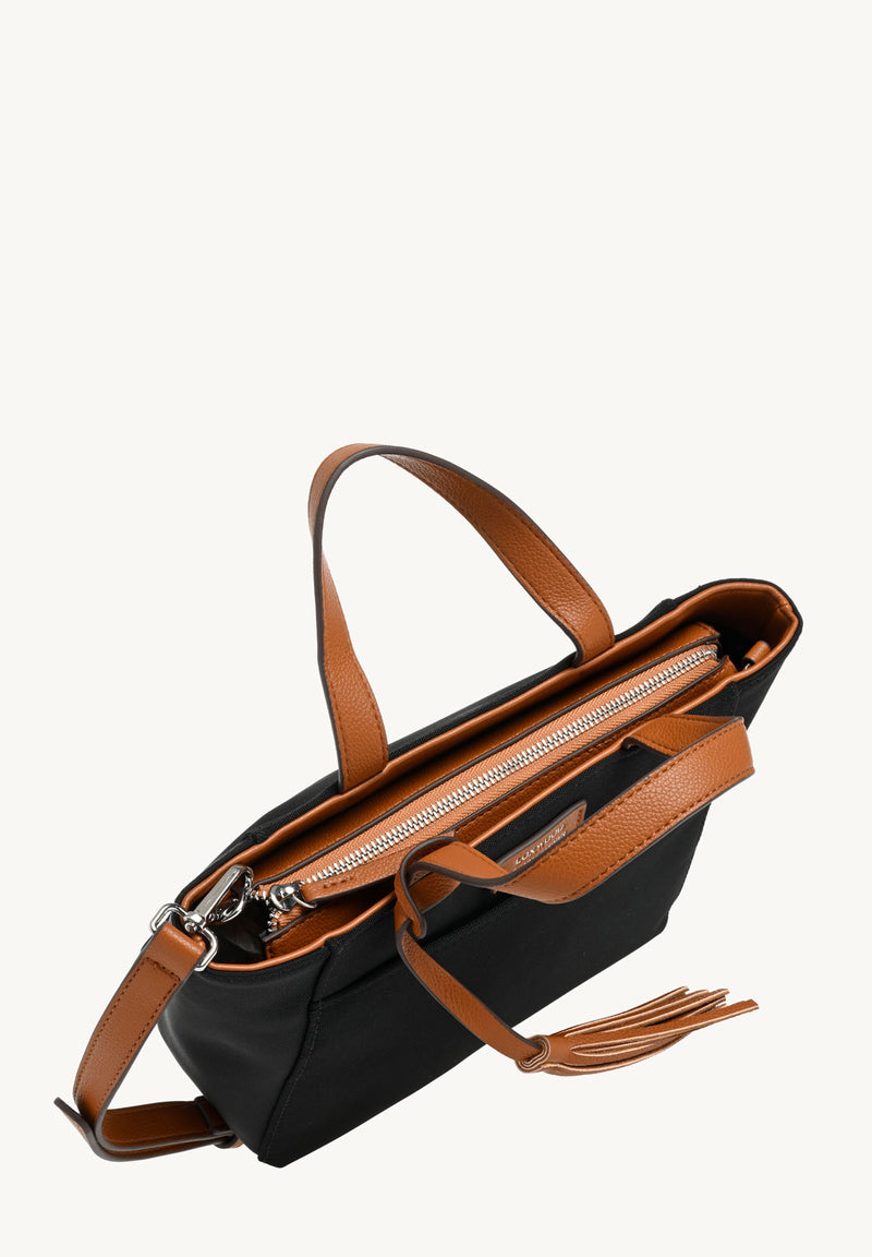 BABY CABAS - Mini cabas zippé en nylon couleur noire