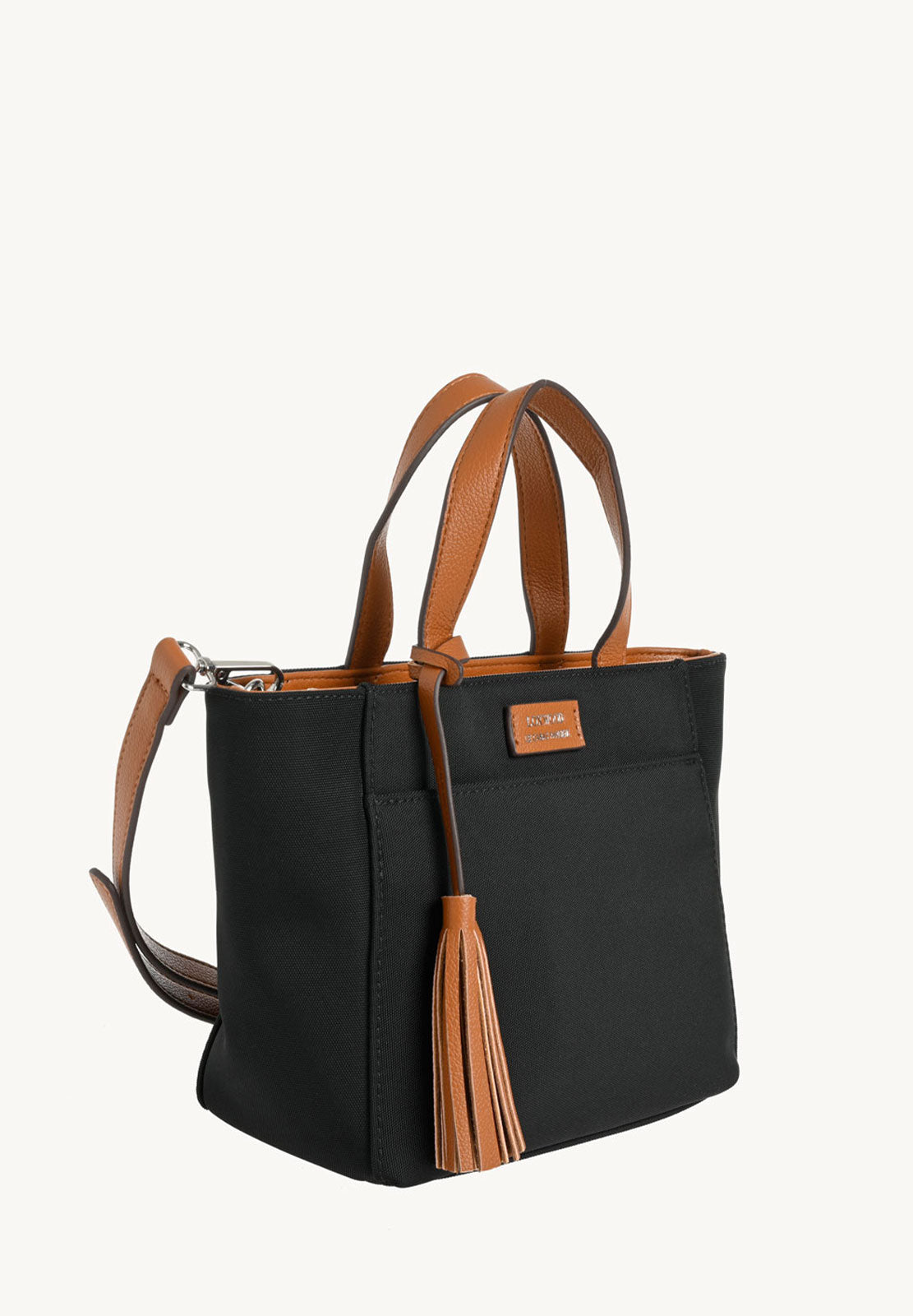 BABY CABAS - Mini cabas zippé en nylon couleur noire