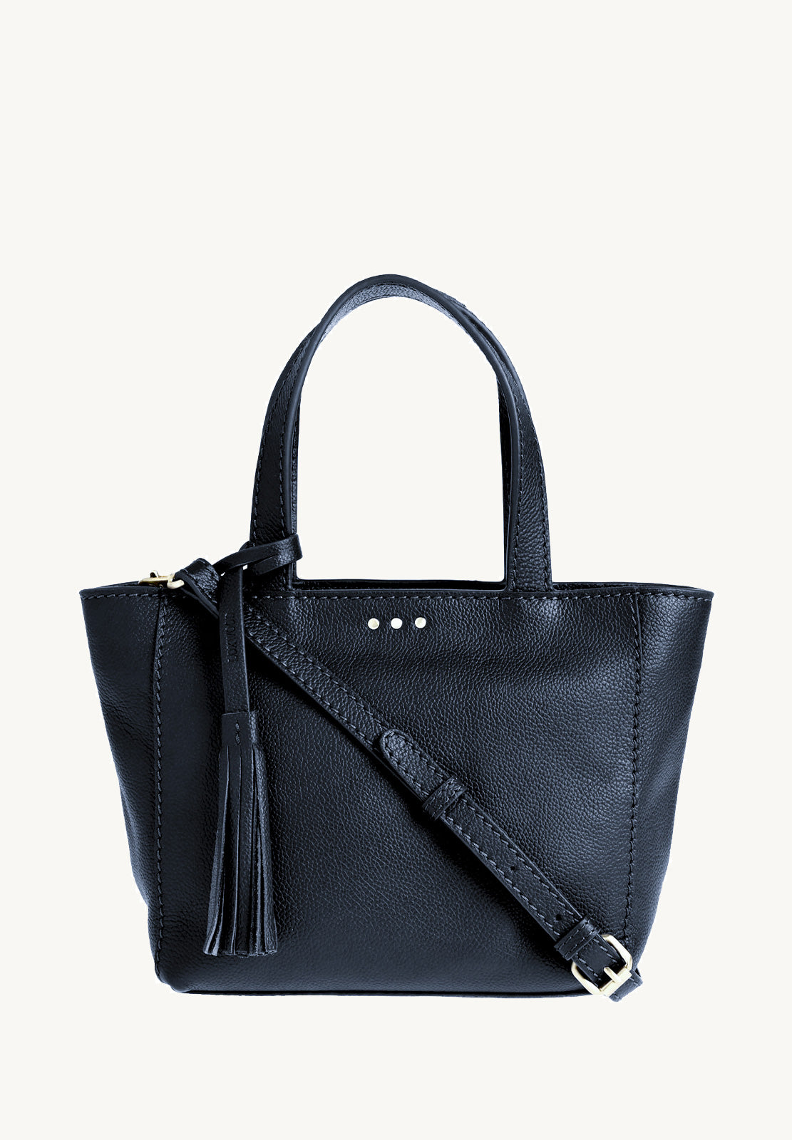 BABY CABAS - Petit crossover en cuir grainé couleur bleu marine