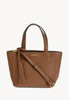 BABY CABAS - Petit crossover en cuir grainé couleur brandy