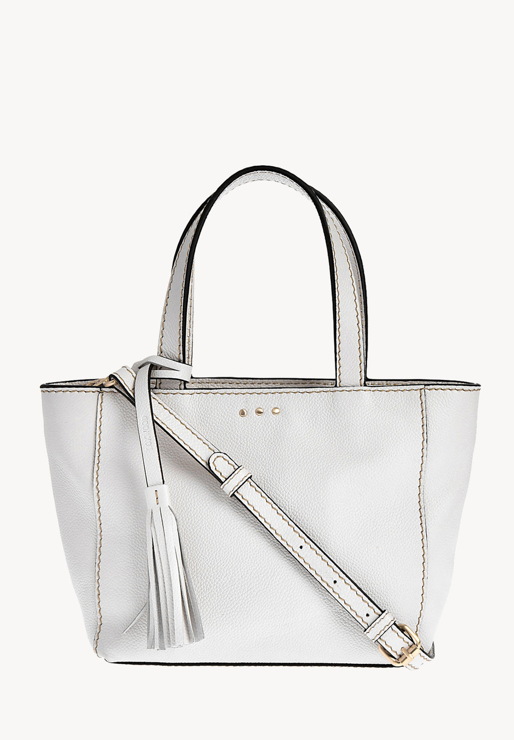 BABY CABAS - Petit crossover en cuir grainé couleur craie