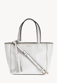 BABY CABAS - Petit crossover en cuir grainé couleur craie