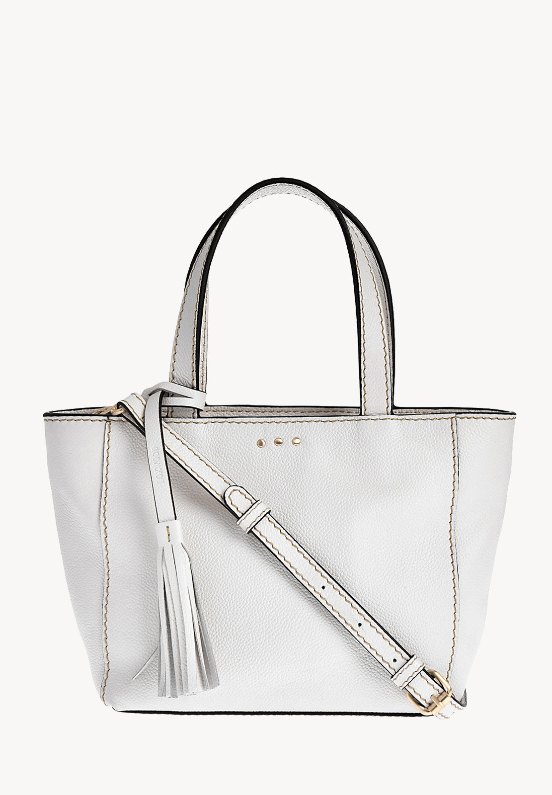 BABY CABAS - Petit crossover en cuir grainé couleur craie