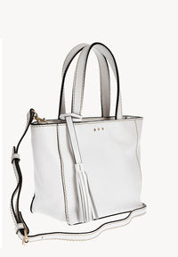 BABY CABAS - Petit crossover en cuir grainé couleur craie