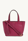 BABY CABAS - Petit crossover en cuir grainé couleur fushia