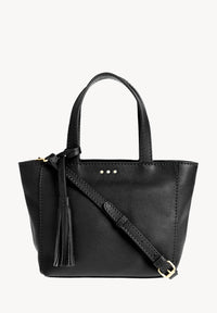 BABY CABAS - Petit crossover en cuir grainé couleur noir