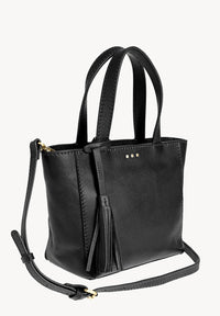 BABY CABAS - Petit crossover en cuir grainé couleur noir