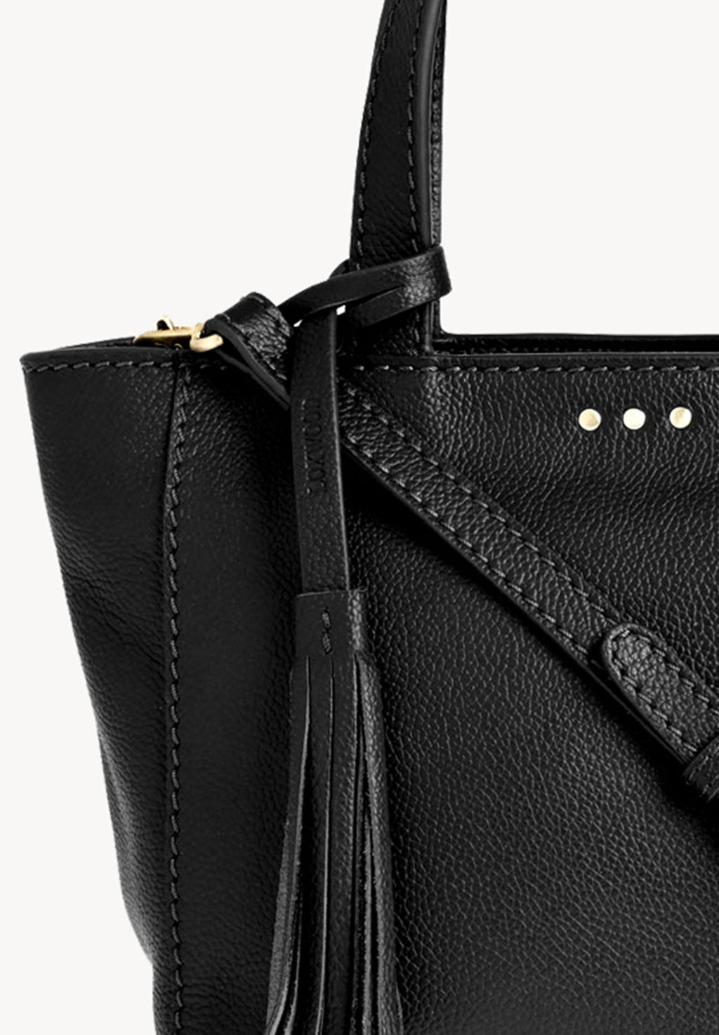 BABY CABAS - Petit crossover en cuir grainé couleur noir
