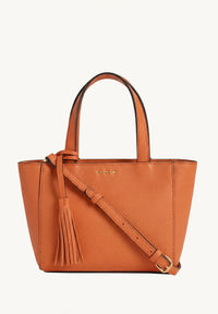 BABY CABAS - Petit crossover en cuir grainé couleur orange