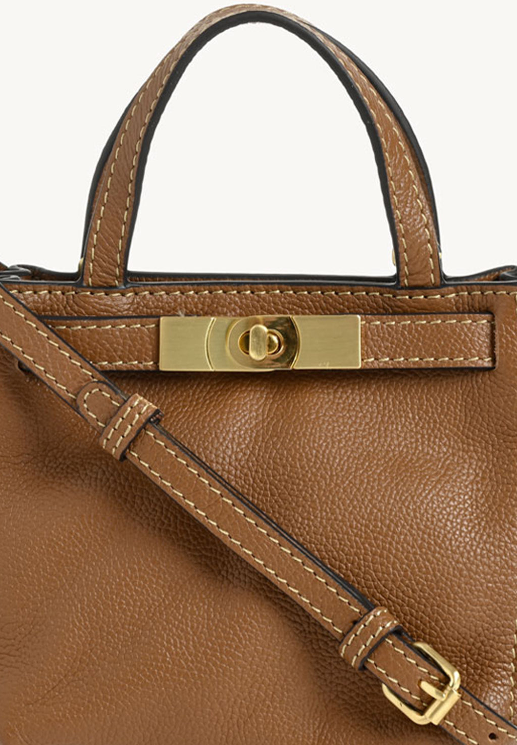 BABY NANOU - Mini crossover en cuir grainé couleur brandy