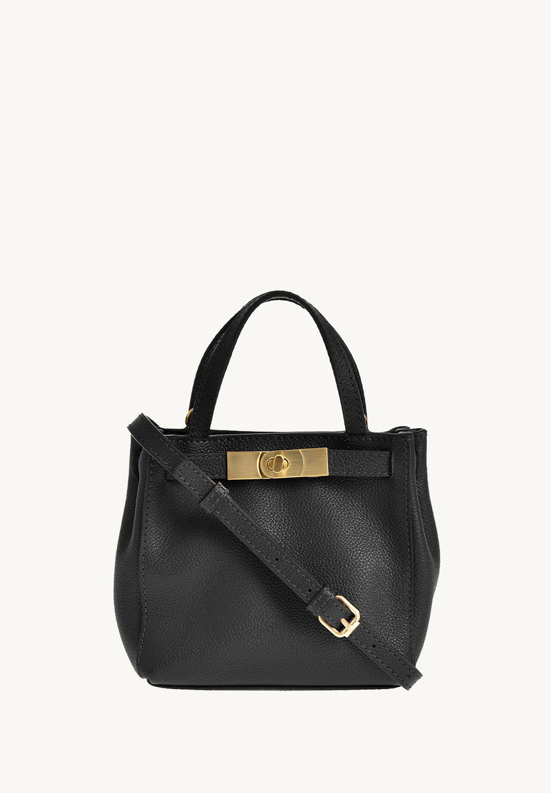 BABY NANOU - Mini crossover en cuir grainé couleur noir